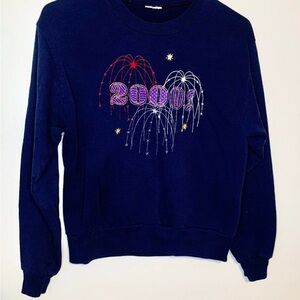 Navy "2000” Fireworks Graphic Sweatshirt